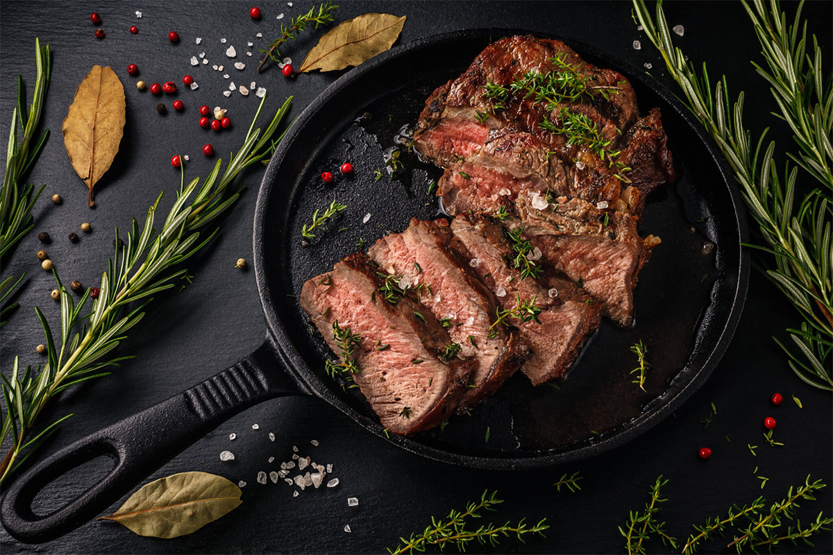 Marinated top outlet round steak