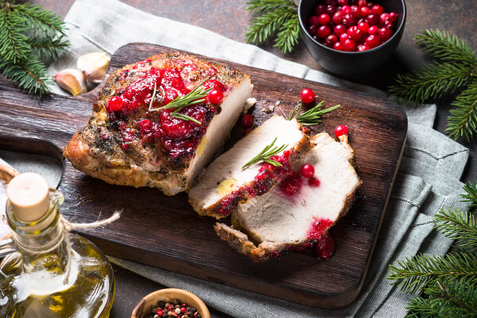 Peach & Cranberry Pork Roulade with a Corn and Pepper Salsa